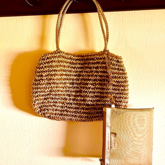 ANTEPRIMA - Beautiful metallic wire mesh Tote Bag w/EXTRA makeup pouch TWO-FER! - Picture 5 of 10